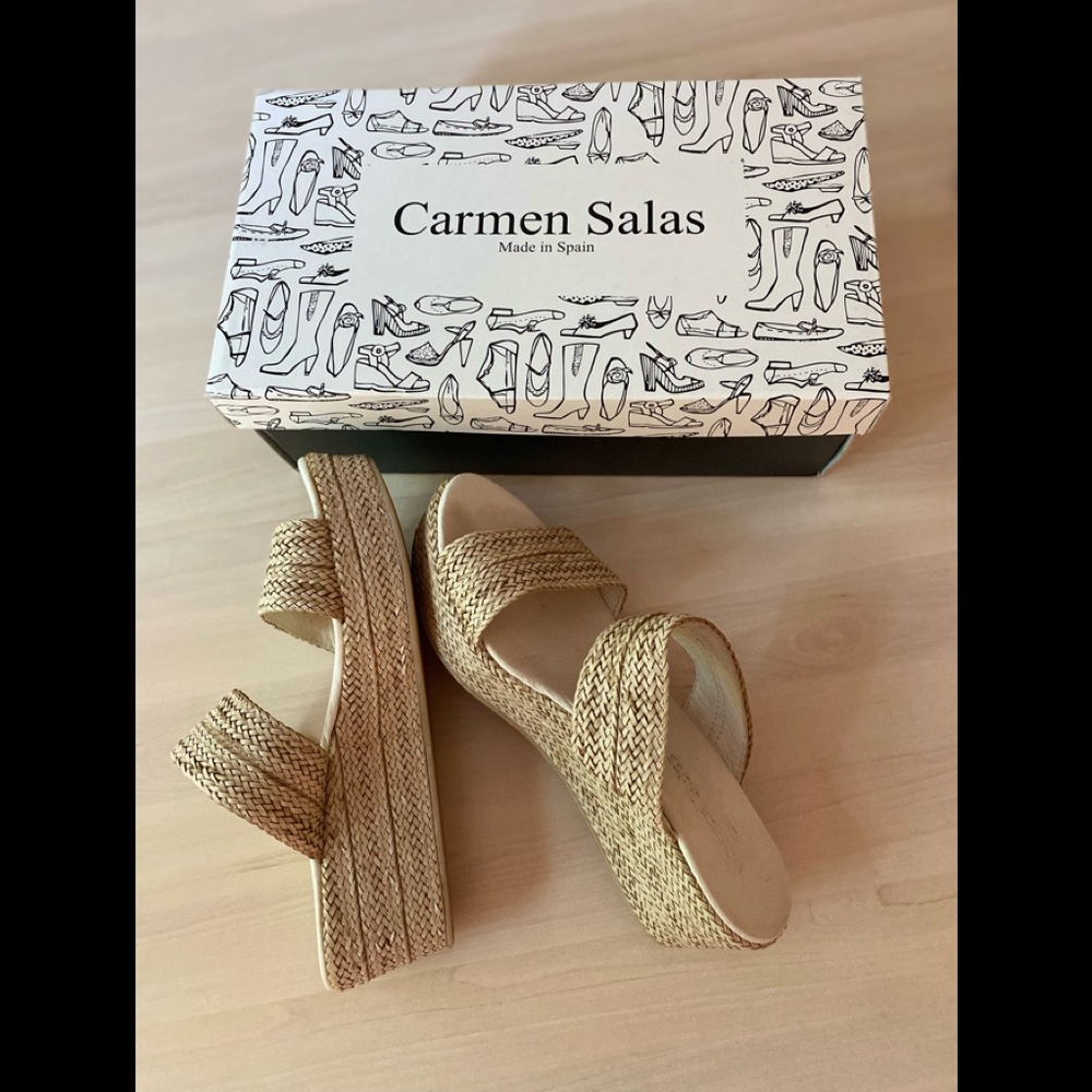 Carmen Salas Wedge 2 Band Woven Sandal Slide
